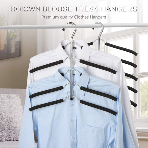 DOIOWN Blouse Tree Hangers Clothes Hangers Non Slip Space Saving Stainless Steel Shirt Hangers Sweater Hangers Coats Hangers Closet Organizer (2, Black)