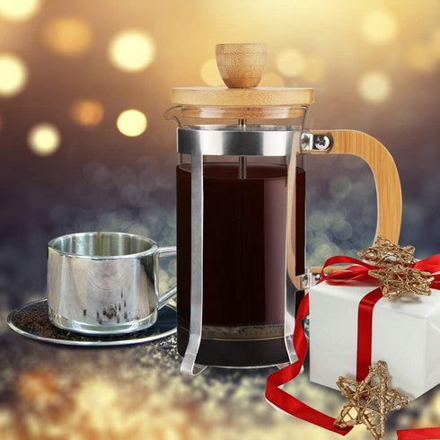 12 oz French Press Coffee/Tea Maker Single Server by Sivaphe Small Espresso Press with Stainless Steel Filter 0.35L High Borosilicate Carafe Durable Bamboo Handle Coffee Maker