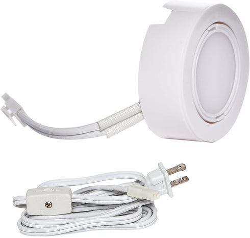 Nadair UNPL201-3K-3WH Wired LED Puck Lights (x3) Plug-In Lighting, Can Be Surface Mount or Flush Mount, Easy To Install, Daisy Chain, 3-pack 3000K Warm White
