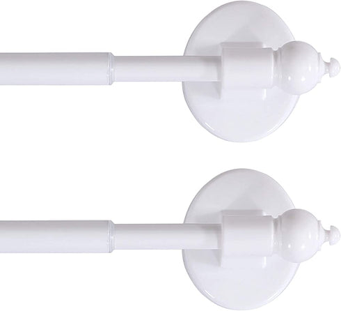 H.VERSAILTEX 2 Pack Magnetic Curtain Rods Multi-Use Adjustable Petite Cafe Sidelight Magnetic Rods Tool Free for Iron and Steel Place (16"-28", White)