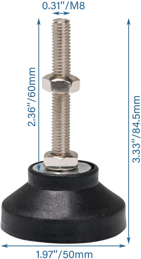 CNBTR Adjustable Furniture Glides 50mm Dia Table Desk Leveling Foot Leg M8 Pack of 4