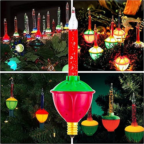 8 Pack Replacement Bubble Lights Bulbs Red Green Yellow Orange Bubble Lights for Christmas Tree Fluid Light C7/E12 Candelabra Base Christmas Light Bulbs