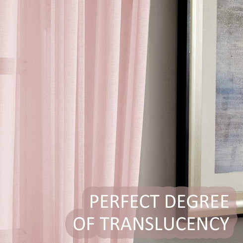 MRTREES Sheer Curtains Girls Room Pink 84 inches Long Sheers Nursery Transparent Voile Curtain Panel Bedroom Rod Pocket Window Treatment Set 2 Panels Living Room Sliding Glass Door