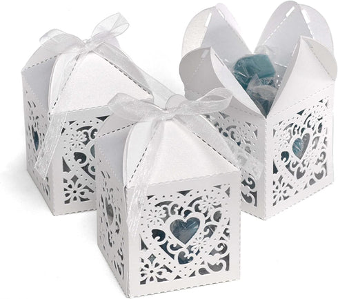 Hortense B. Hewitt Heart Die-Cut Favor Boxes, 2-Inch, White, 25 Count