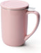Sweese 203.108 Ceramic Tea Mug with Infuser and Lid, Single Cup Loose Tea Brewing System, Draw Your Own Design, 16 OZ, Pink