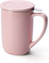 Sweese 203.108 Ceramic Tea Mug with Infuser and Lid, Single Cup Loose Tea Brewing System, Draw Your Own Design, 16 OZ, Pink