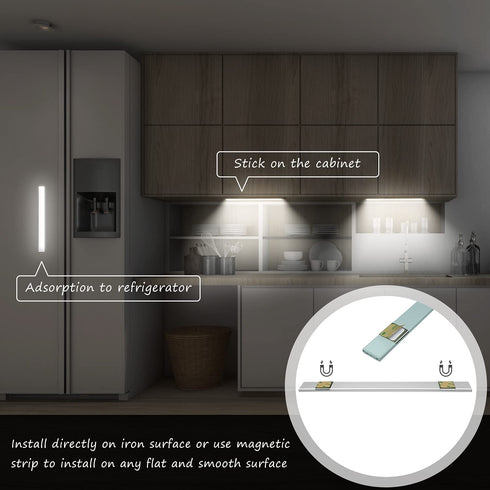 Under Cabinet Lighting, 73 LEDs Wireless USB Rechargeable Closet Light, Motion Sensor Lights, Magnetic Adhesive Strip LED Night Lights for Kitchen, Wardrobe, Garage, Stairs, Bedroom