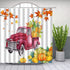 Watercolor Red Car Shower Curtains Farm Truck Pumpkin Maple Leaf Autumn Scenery Pattern Print Bathroom Decor Polyester Fabric Home Bath Cloth Hanging Curtain Set 70 x 70 Inch with Hooks