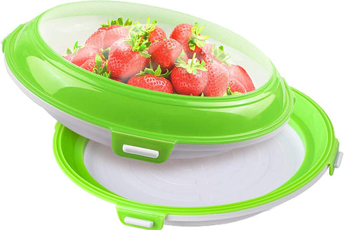 Food Preservation Trays Reusable Food Trays Stackable Food Trays Storage Container with Elastic Lid BPA Free For Refrigerator Keep Food Fresh 2Pcs (Green)