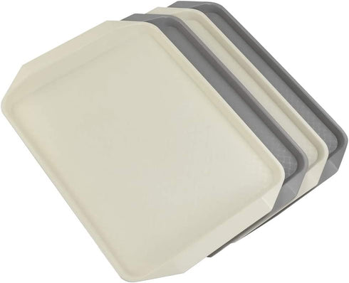 Ramddy Plastic Fast Food Trays for Eating, 4 Packs(Grey and Beige)