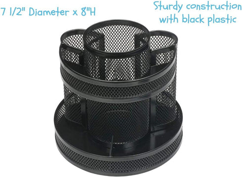 1InTheOffice 10-Compartment Rotating Desk Organizer, Scissor Rack (Mesh)