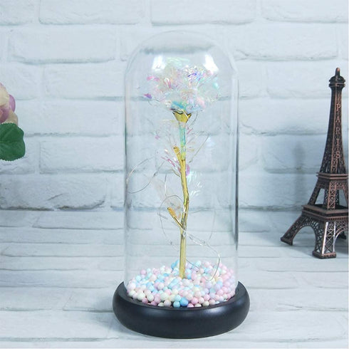 Birthday Gifts for Her/Women/Mom/Wife, Galaxy Rose Flower Gift with Led Light String , Best Anniversary Day Gifts for Her/Women/Mom/Wife (Foam White)