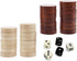 ASNEY Wooden Backgammon Pieces, Solid Wood Checker Pieces Set Board Game Table Chips and 5 Dices, Includes Storage Bag (1.34")