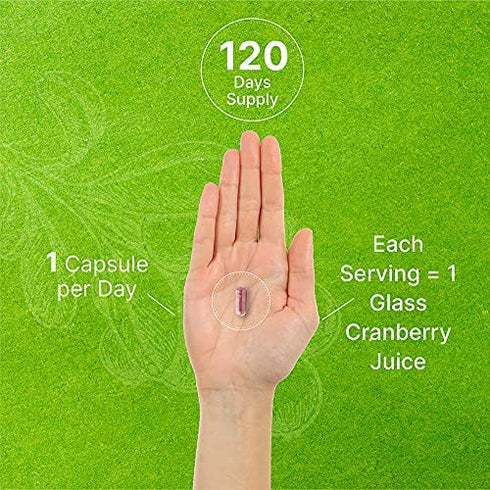 Cranberry Pills with Vitamin C , 2-1 Formula, 100 :1 Fruit Concentrate | Equals to 40,000 mg Fresh Cranberries | 120 Capsules, 4X Ultimate Urinary Tract Support, No Sugar, No GMO, No Gluten