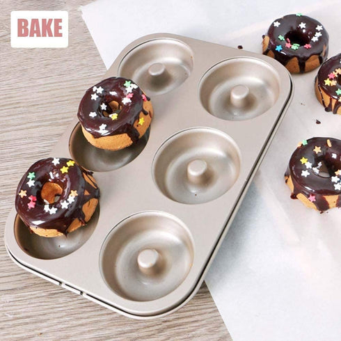 Gaosu Donut Baking Pan, Doughnut Bakeware and Bagel Mold, Donut Mold, Carbon Steel Round Donut Cake Mould, Pastry Tools, Baking Mold