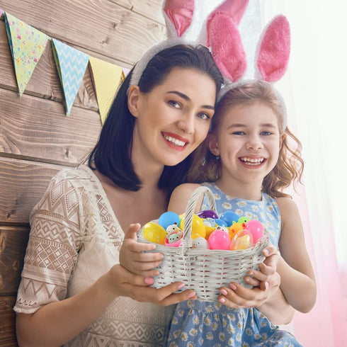 Sallyfashion 24 Pcs Easter Egg, Toy Filled Easter Eggs Colorful Plastic Easter Eggs with Mochi Squishy Squeeze Toys Toys Surprise Eggs for Easter Party Favors Easter Theme Party Easter Basket Stuffer