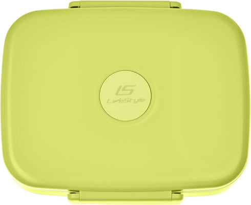 LS LifeStyle Bento Lunch Box 5 Compartments For Kids, Adults Leakproof, Microwave and Dishwasher Safe, BPA Free Container (Fork + Spoon included) (Green)