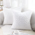 Bright White Fur Throw Pillow Covers 3D Rose Pattern Set of 2 20x20 Inch Fluffy Decorative Pillow Covers for Couch Bed Sofa
