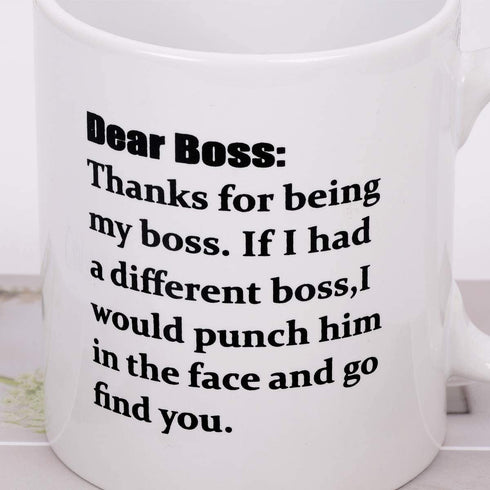 Dear Boss Coffee Mugs for Boss Day Mugs for Boss Funny Boss Mug for Boss on Boss Day 11Oz