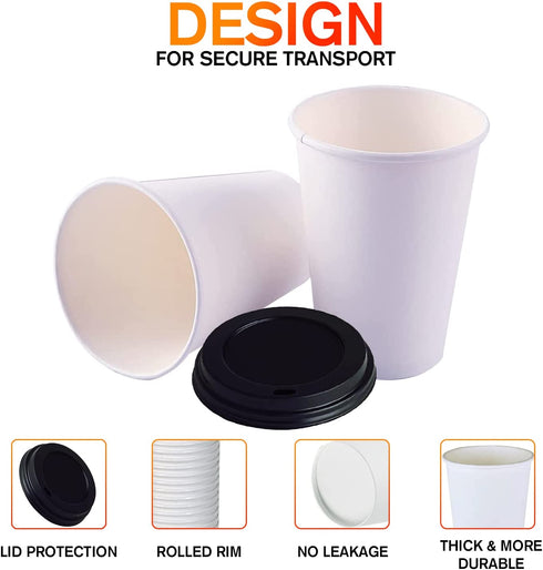 Smygoods 20oz Paper Coffee Cups With Lids, Paper Hot Cups With Lids, 50 Count