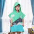 SearchI Kids Hooded Bath Towel, Soft Cotton Beach Swim Pool Poncho Bath Towel for Boys Girls Age 2 to 6 Years Green Whale, 23 x 24 inches