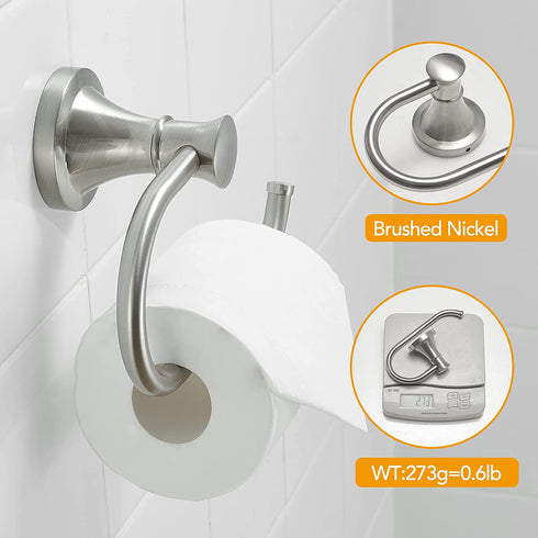 BESy Brushed Nickel Toilet Tissue Paper Holder Brushed Nickel Bathroom Accessories Toilet roll Paper Hanger, Wall Mounted, Rustproof