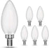CarryBC Dimmable LED Candelabra Bulb Soft White , 2700k 40W Equivalent E12 Base LED Candle Bulbs, C35 Frosted Glass Torpedo Shape Bullet Top, 360 Degrees Beam Angle, Pack of 6 …