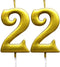 MAGJUCHE Gold 22nd Birthday Numeral Candle, Number 22 Cake Topper Candles Party Decoration for Girl Or Boy