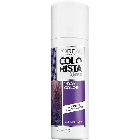 L'Oreal Paris Colorista Hair Makeup Temporary, Semi Permanent 1-Day Hair Color Spray, Ammonia and Peroxide Free, PURPLE, 2. oz