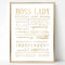Boss Lady Office Decor 12"—8.6"- Boss Lady Gift for Boss Women with Gift Box, Valentines Day Gift for Her Office Inspirational Desk Decor Wall Art Framed Desk Sign Girl Boss Gifts for Women Supervisor