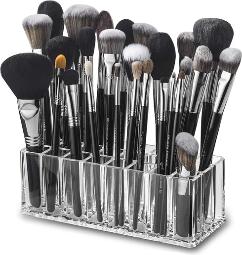 byAlegory Acrylic Makeup Beauty Brush Organizer | 24 Space Cosmetic Storage (CLEAR)