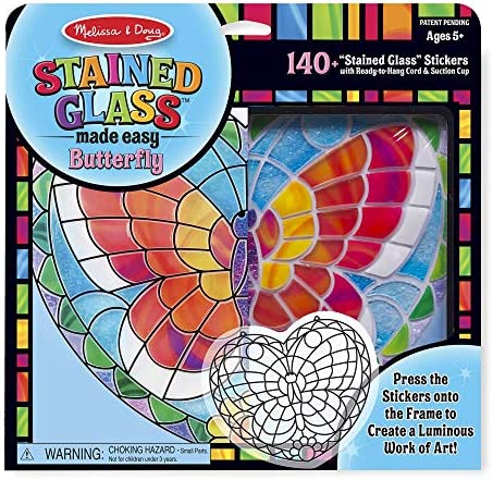 Melissa & Doug Stained Glass Made Easy Activity Kit: Butterfly - 140+ Stickers - Kids Sticker Stained Glass Craft Kit; Sun Catchers For Kids Ages 5+