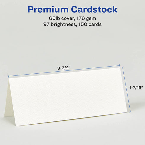 Avery Printable Blank Place Cards with Sure Feed, 1.43" x 3.75", Textured White, 150 Customizable Tent Cards (16109)