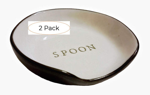 Hearth and Hand with Magnolia Stoneware Spoon Rest Cream/Black Joanna Gaines Collection (Standard version) (Pack 2)