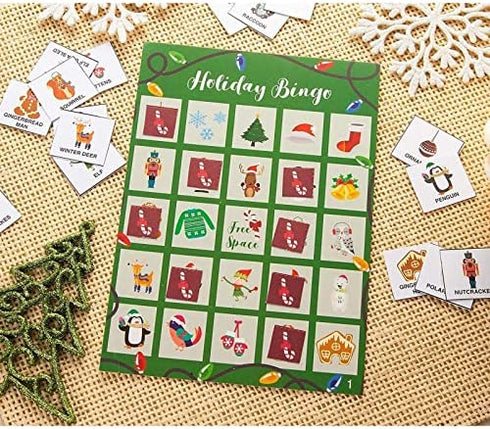 Juvale Christmas Bingo Game for Adults and Kids, Holiday Party Supplies, 2 to 36 Multi-Player (47 Pieces)