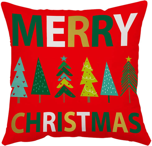 Neatee Living Merry Christmas Pillow Covers 20x20 Set of 4 Velvet Cases Red Green Xmas Holiday Throw Soft Tree Cushion for Outdoor Home Bed Sofa Couch(20 Inch)
