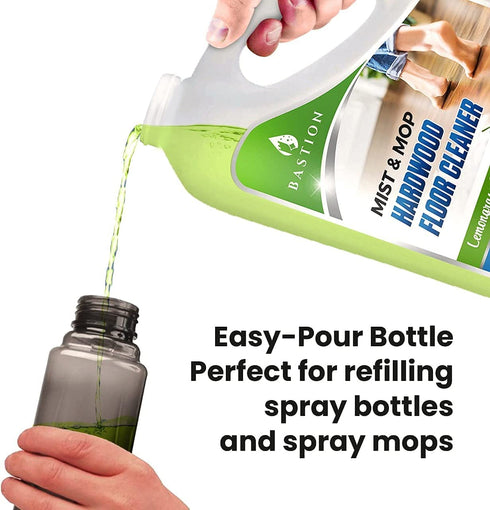 Hardwood & Laminate Liquid Floor Cleaner Solution - Multi-use - Water-Based, Safe, Gentle, & Natural - Removes Dirt, Stains, & Odors - Lemongrass Scent, 1 Gallon (128 oz.)