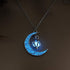 Rckcu Glow in The Dark Silver Crescent Moon and Orb Necklace - Glowing Blue Moon Charm - Magical Fantasy Fairy Glowing Necklace - Glow Jewelry (sky blue)