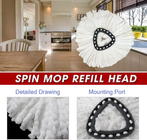 6 Pack Spin Mop Replacement Heads Microfiber Mop Refills - Easy Cleaning Mop Head Replacement