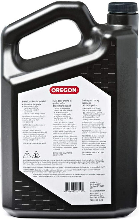 Oregon Chainsaw Bar and Chain Oil, 1 Gallon Bottle (128 fl.oz / 4500 ml) (54-059)