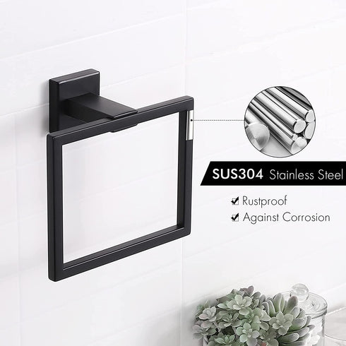 KES Bathroom Towel Ring, Towel Holder Wall Mount SUS304 Stainless Steel Matte Black Finish, A2480DG-BK