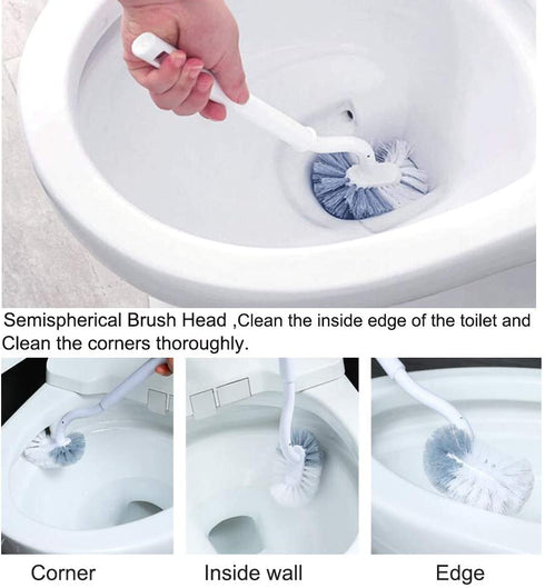 Marbarsse Bathroom Toilet Bowl Brush and Holder, Curved Design Toilet Brush for Deep Cleaning Under Rim, Best Toilet Brush Set, Easy Handy Compact Toilet Bowl Cleaner Brush for Bathroom, 2 Pack