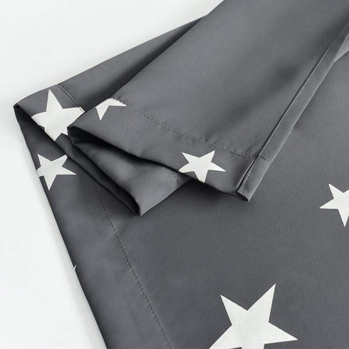 Anjee Kids Blackout Curtains for Bedroom Nursery 2 Panels Space Grey Stars Window Drapess 84 Inch Long Silver Foil Printed Thermal Insulated Living Room Darkening Playhouses, Space Gray 52x84 Inches