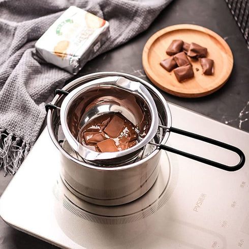 2 Pack Double Boiler Pot Set Stainless Steel Melting Pot with Silicone Spatula for Melting Chocolate, Soap, Wax, Candle Making (600ml and 1600ml)