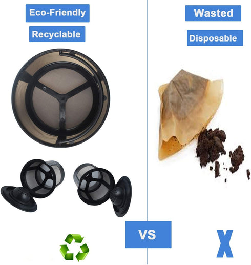 Reusable Mesh Ground Coffee Filter Basket Compatible with K-Duo Essentials and for K-Duo Brewers Machine, Coffee Cup Pod for K Cup and Cleaning Brush
