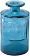 Time Concept Valencia 100% Recycled Glass Jar - Siete, Blue - Handcrafted Flower Vase, Home Centerpiece Décor