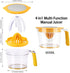 Drizom Citrus Lemon Orange Juicer Manual Hand Squeezer, Fruit Juicer Lime Press with Built-in Measuring Cup and Grater and Egg separator, Non-Slip Silicone Handle, 20OZ