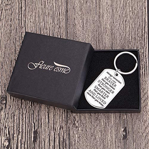 Inspirational Encouragement Gifts for Son Daughter Keychain Women Men College Students Teenage Boy Girls Birthday Wedding Always Remember You are Braver Engraved Key Ring for Men Teens