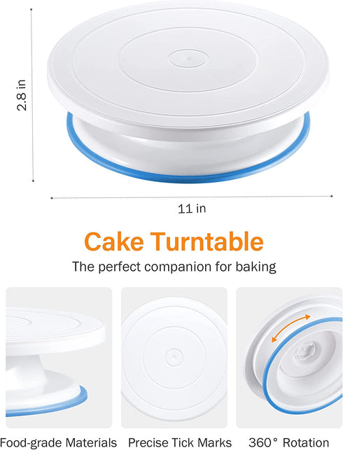 Kootek 178 Pcs Cake Decorating Kit Supplies with Cake Turntable Numbered Piping Tips E-book Guide Pastry Bags Frosting Spatula Icing Smoother Decoration Pen Cake Paint Brush Silicone Baking Cups