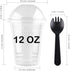 INDRAH 50PCS 12 oz Clear Plastic Cups With Dome Lids (No Hole) Disposable Parfait Cups Dessert Cups for Fruit Yogurt Smoothie Iced Cold Drinks, No Leaking